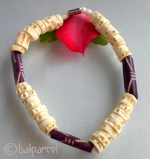 Bracelet  With Bone And Glassbead