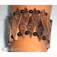 Wooden Bracelet From Sono Wood And Glass Beads.