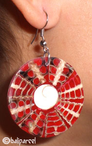 Earring, Synthetic Resin Inlaid With Shell