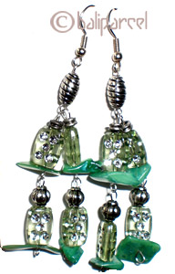 Earring With Shell And Glass Beads