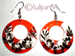 Earring, Synthetic Resin With Painted