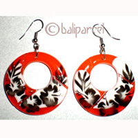 Earring, Synthetic Resin With Painted