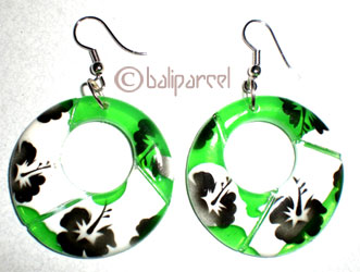 Earring, Synthetic Resin With Painted