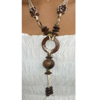 Necklaces With Wood And Glassbead
