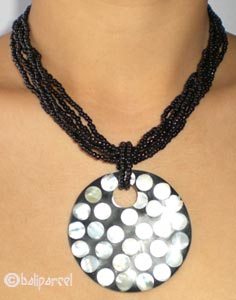Necklaces With Glassbead And Shell Inlaid Resin 