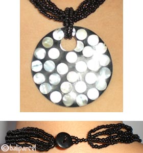 Necklaces With Glassbead And Shell Inlaid Resin 