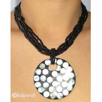 Necklaces With Glassbead And Shell Inlaid Resin 
