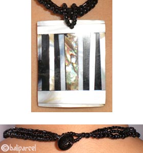 Necklaces With Glassbead And Shell Inlaid Resin 