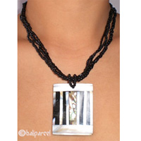 Necklaces With Glassbead And Shell Inlaid Resin 