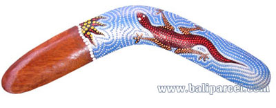 Aboriginal Dot Art Boomerang, Hand Carved From Albesia Wood
