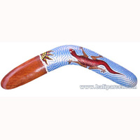 Aboriginal Dot Art Boomerang, Hand Carved From Albesia Wood