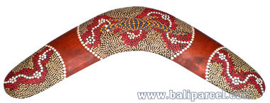 Aboriginal Dot Art Boomerang, Hand Carved From Albesia Wood