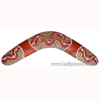 Aboriginal Dot Art Boomerang, Hand Carved From Albesia Wood