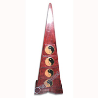 Wooden Pyramid Cabinet With Drawers, Hand Painted With Yin - Yang Motif