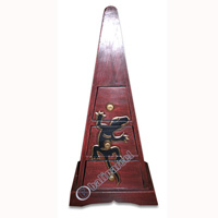 Wooden Pyramid Cabinet With Drawers, Hand Painted With Gecko Motif