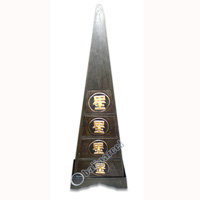 Wooden Pyramid Cabinet With Drawers, Hand Painted With Chinese Letter Motif
