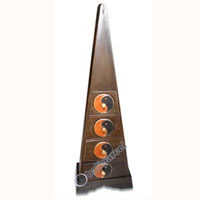 Wooden Pyramid Cabinet With Drawers, Hand Painted With Yin - Yang Motif