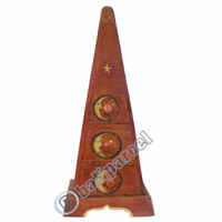 Wooden Pyramid Cabinet With Drawers, Hand Painted With Sun & Moon Motif