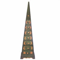 Wooden Pyramid Cabinet With Drawers, Hand Painted With Sun & Moon Motif