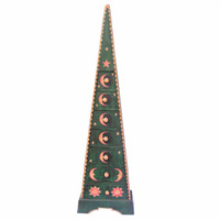 Wooden Pyramid Cabinet With Drawers, Hand Painted With Sun & Moon Motif