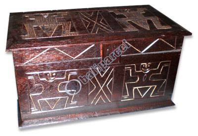 Wooden Box Antique With Primitive Designe