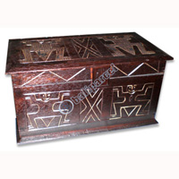 Wooden Box Antique With Primitive Designe