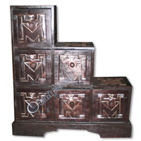 Wood Cupboard With Batik Inlaid, 6 Drawers