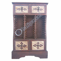 CD Stand  With 4 Drawers And 28 CDs,  Tribal Designe