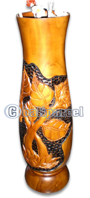 Wooden Vase, This Vase Hand Carved From Teak Wood (the Best Wood).