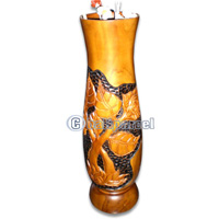 Wooden Vase, This Vase Hand Carved From Teak Wood (the Best Wood).