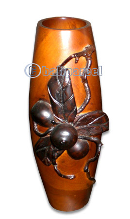 Wooden Vase, This Vase Hand Carved From Teak Wood (the Best Wood).