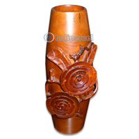 Wooden Vase, This Vase Hand Carved From Teak Wood (the Best Wood).