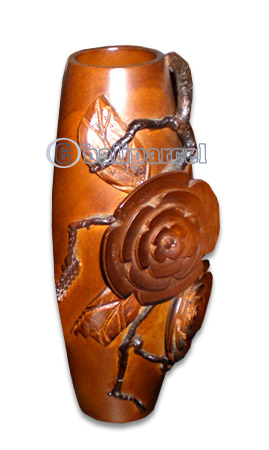 Wooden Vase, This Vase Hand Carved From Teak Wood (the Best Wood).