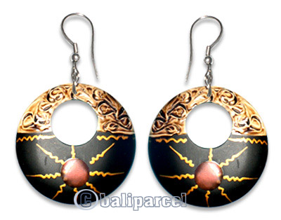 Wooden Earring From Sono Wood With Hand Painted.  