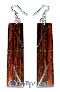 Wooden Earring From Sono Wood With Silver.  