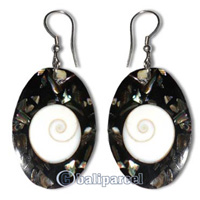 Arring, Sea Shell Inlaid With Eyes Of Shiva