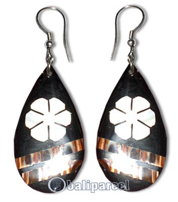 Earring, Synthetic Resin Inlaid With Shell  
