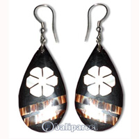 Earring, Synthetic Resin Inlaid With Shell  
