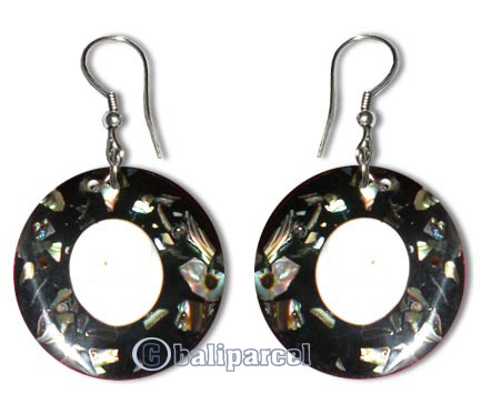 Earring, Synthetic Resin Inlaid With Shell  