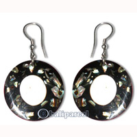 Earring, Synthetic Resin Inlaid With Shell  