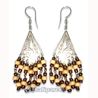 Earring, Handmade With Glass Beads.
