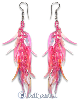 Earring, Handmade With Plastic And Glass Beads.
