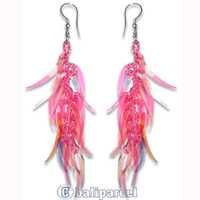 Earring, Handmade With Plastic And Glass Beads.