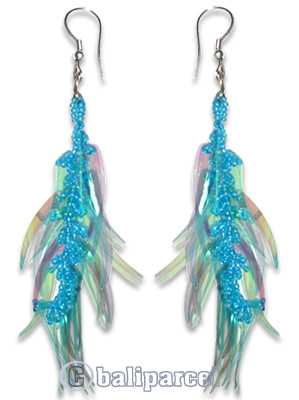Earring, Handmade With Plastic And Glass Beads.