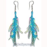 Earring, Handmade With Plastic And Glass Beads.