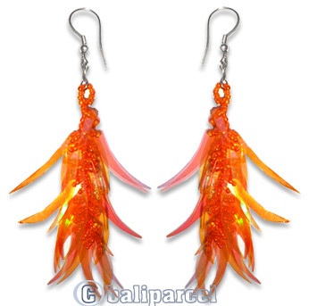 Earring, Handmade With Plastic And Glass Beads.