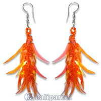 Earring, Handmade With Plastic And Glass Beads.