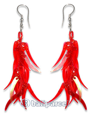 Earring, Handmade With Plastic And Glass Beads.