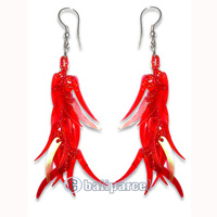 Earring, Handmade With Plastic And Glass Beads.