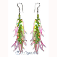 Earring, Handmade With Plastic And Glass Beads.